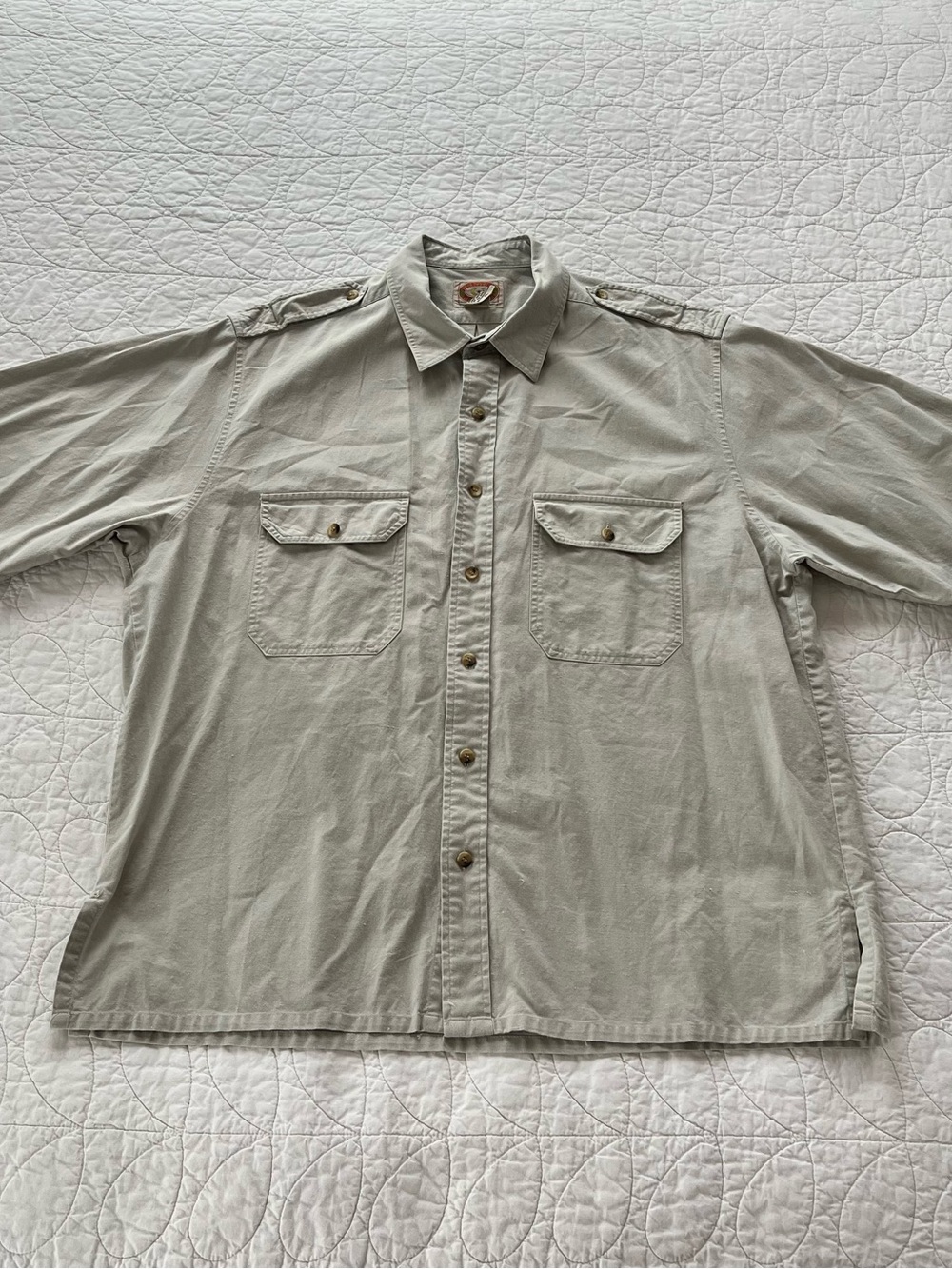 Vintage 80s Banana Republic Taupe Cotton “Mill Valley” Short Slv Safari Shirt